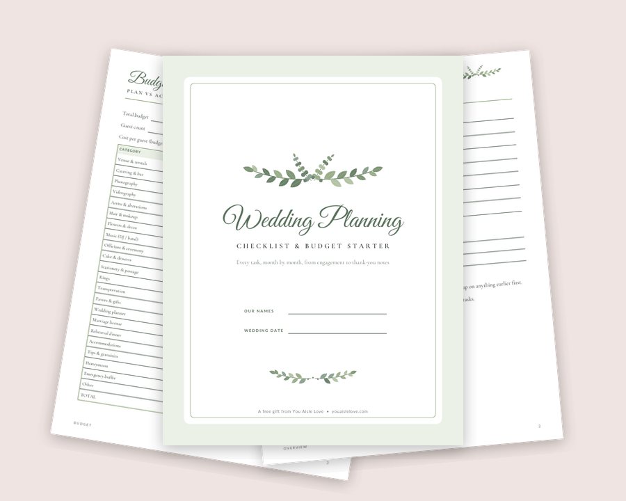 Pages from the Free Wedding Planning Checklist & Budget Starter