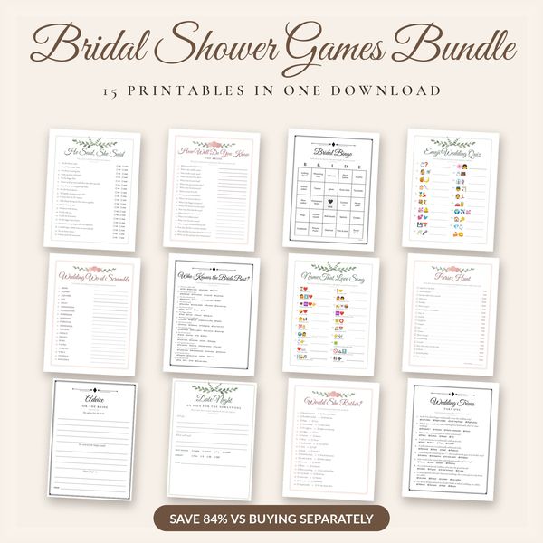 Bridal Shower Games Bundle