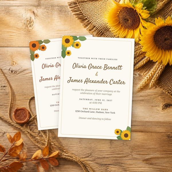 Rustic Sunflower Invitation