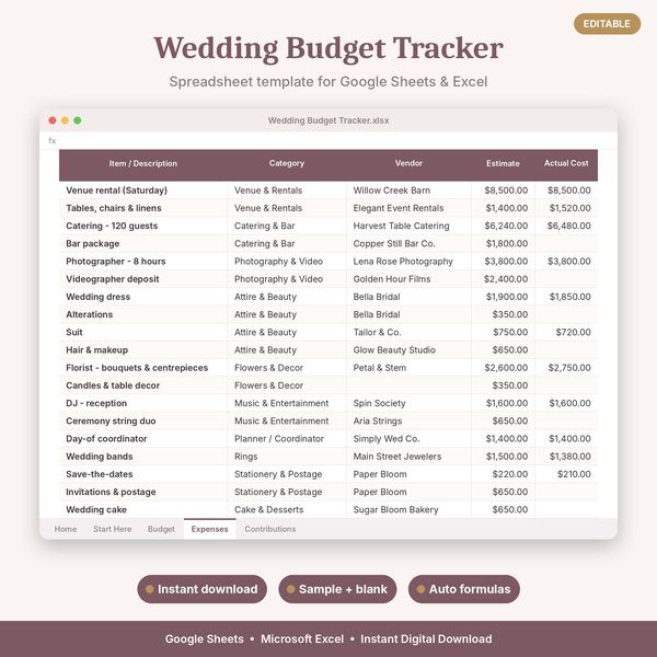 Wedding Budget Tracker