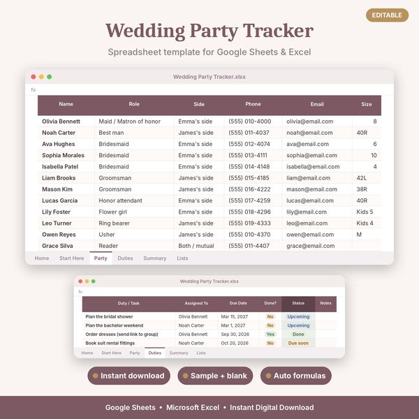 Wedding Party Tracker