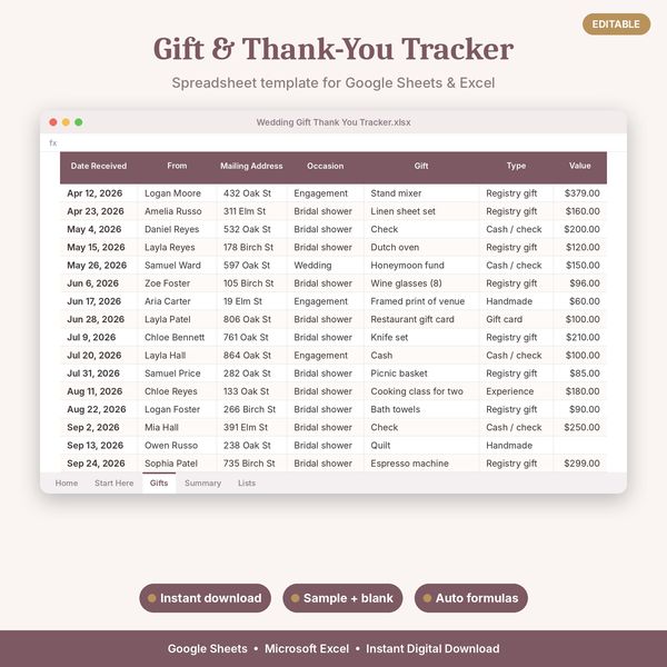 Gift & Thank-You Tracker