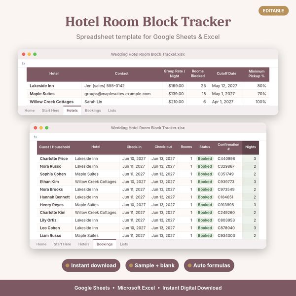Hotel Room Block Tracker