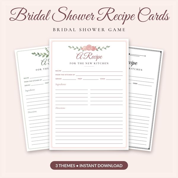 Bridal Shower Recipe Cards