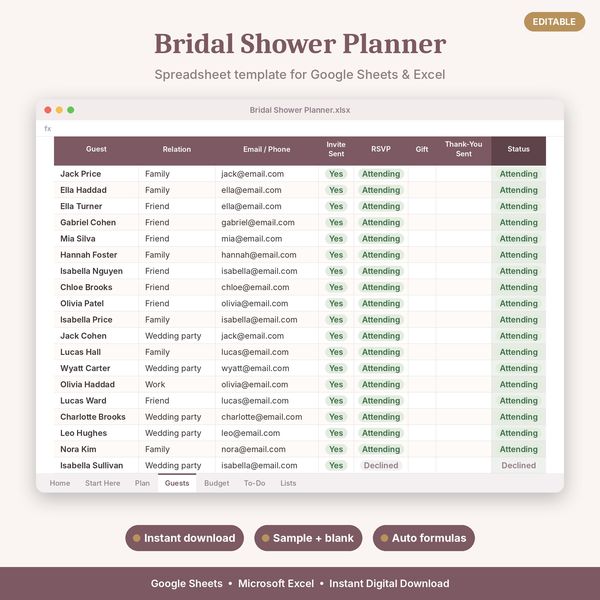 Bridal Shower Planner