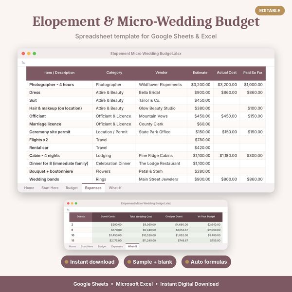 Elopement & Micro-Wedding Budget