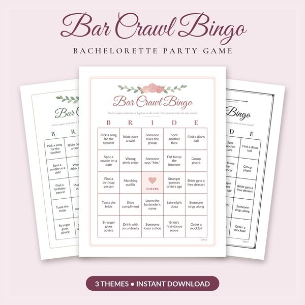Bar Crawl Bingo (30 Cards)